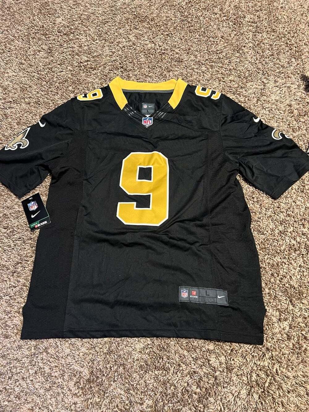 Nike NFL New Orleans Saints Drew Brees #9 On Field Jersey Black Size L